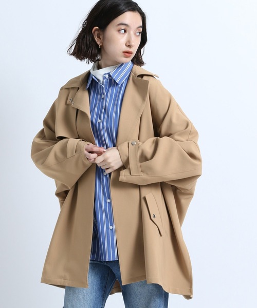 eL（エル）の「【eL】Tent Middle Coat/184942（トレンチコート・レディース・カーキ/ブラック/ベージュ・FREE）」の8枚目の写真