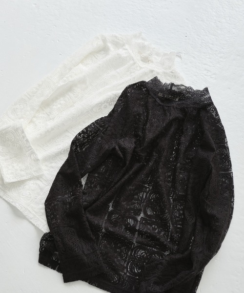 PUAL CE CIN（ピュアルセシン）の「ラッセルレースプルオーバー（Tシャツ/カットソー・レディース・オフホワイト/ブラック・FREE）」の2枚目の写真