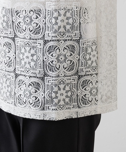 PUAL CE CIN（ピュアルセシン）の「ラッセルレースプルオーバー（Tシャツ/カットソー・レディース・オフホワイト/ブラック・FREE）」の8枚目の写真