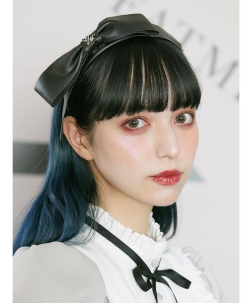 M me eme エムミーエメ ラインビジューリボンカチューシャ アールマイン Rmine ランダムビジューカチューシャ （ホワイト