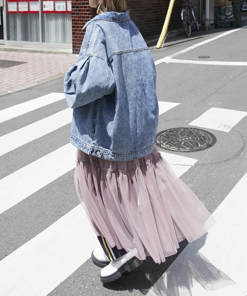 forksy.】オーバーサイズ2Wayシルエットデニムジャケット