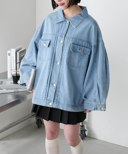 forksy.】オーバーサイズ2Wayシルエットデニムジャケット