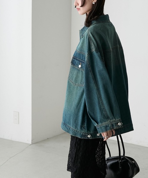 セール】【forksy.】オーバーサイズ2Wayシルエットデニムジャケット