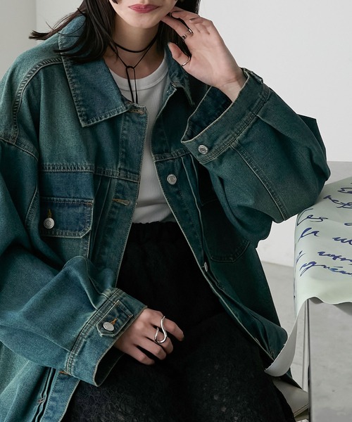 セール】【forksy.】オーバーサイズ2Wayシルエットデニムジャケット