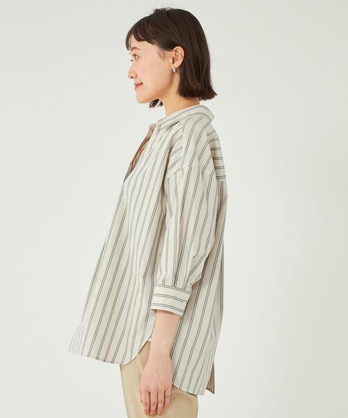 グリーンレーベルリラクシング　スキッパー ストライプシャツ シルク混　ブラウス green label relaxing（グリーンレーベルリラクシング）の