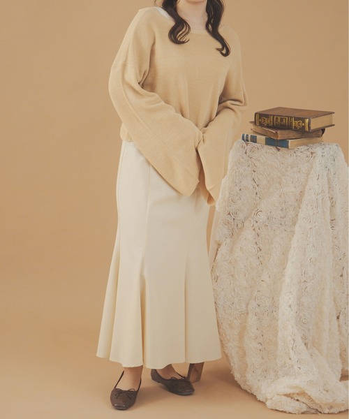 Ambre Neige(アンブルネージュ)の「2WAYレースアップリボンニット/【WEB/EC限定商品】(ニット/セーター・レディース・ライトベージュ/ライトグリーン/ピンク・FREE)」の12枚目の写真