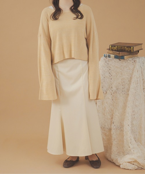 Ambre Neige(アンブルネージュ)の「2WAYレースアップリボンニット/【WEB/EC限定商品】(ニット/セーター・レディース・ライトベージュ/ライトグリーン/ピンク・FREE)」の14枚目の写真