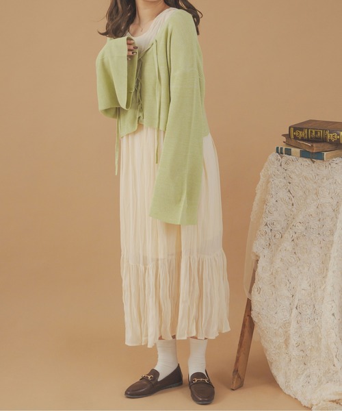 Ambre Neige(アンブルネージュ)の「2WAYレースアップリボンニット/【WEB/EC限定商品】(ニット/セーター・レディース・ライトベージュ/ライトグリーン/ピンク・FREE)」の10枚目の写真