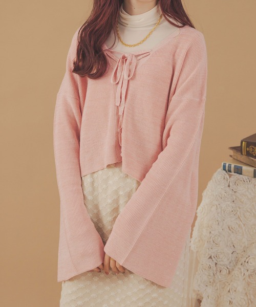 Ambre Neige(アンブルネージュ)の「2WAYレースアップリボンニット/【WEB/EC限定商品】(ニット/セーター・レディース・ライトベージュ/ライトグリーン/ピンク・FREE)」の13枚目の写真