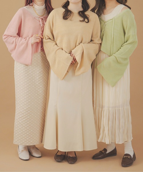 Ambre Neige(アンブルネージュ)の「2WAYレースアップリボンニット/【WEB/EC限定商品】(ニット/セーター・レディース・ライトベージュ/ライトグリーン/ピンク・FREE)」の17枚目の写真