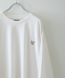ZIP FIVE | アニマルワンポイントオーバーサイズ刺繍長袖ロンTシャツ/ネコ・猫 /柴イヌ・柴犬(Tシャツ/カットソー)