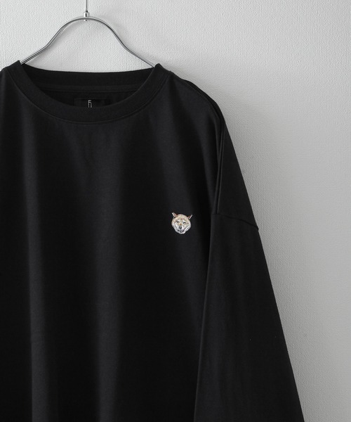 ZIP FIVE（ジップファイブ）の「【ZIP FIVE】 動物 刺繍 ワンポイント オーバーサイズ 長袖 Tシャツ / ロンT 猫 / 柴イヌ / プードル（Tシャツ/カットソー・レディース・ブラック/ホワイト系/ホワイト系2/ブラック系2/ブラック系/グレー系1/グリーン/グリーン系2/グリーン系/アッシュ/ネイビー系/ネイビー/ネイビー系1/ネイビー系2/ホワイト/ブラック系1/グリーン系1/グレー/ホワイト系1/グレー系/ネイビー系3/ホワイト系3/ブラック系3・LARGE/MEDIUM）」の7枚目の写真