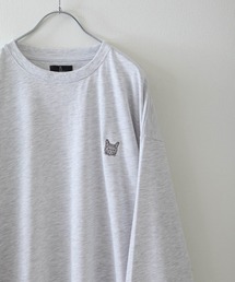 ZIP FIVE | アニマルワンポイントオーバーサイズ刺繍長袖ロンTシャツ/ネコ・猫 /柴イヌ・柴犬(Tシャツ/カットソー)