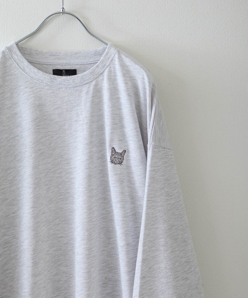ZIP FIVE（ジップファイブ）の「【ZIP FIVE】 動物 刺繍 ワンポイント オーバーサイズ 長袖 Tシャツ / ロンT 猫 / 柴イヌ / プードル（Tシャツ/カットソー・レディース・ブラック/ホワイト系/ホワイト系2/ブラック系2/ブラック系/グレー系1/グリーン/グリーン系2/グリーン系/アッシュ/ネイビー系/ネイビー/ネイビー系1/ネイビー系2/ホワイト/ブラック系1/グリーン系1/グレー/ホワイト系1/グレー系/ネイビー系3/ホワイト系3/ブラック系3・LARGE/MEDIUM）」の14枚目の写真