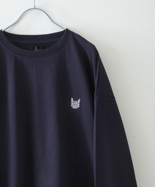 ZIP FIVE（ジップファイブ）の「【ZIP FIVE】 動物 刺繍 ワンポイント オーバーサイズ 長袖 Tシャツ / ロンT 猫 / 柴イヌ / プードル（Tシャツ/カットソー・レディース・ブラック/ホワイト系/ホワイト系2/ブラック系2/ブラック系/グレー系1/グリーン/グリーン系2/グリーン系/アッシュ/ネイビー系/ネイビー/ネイビー系1/ネイビー系2/ホワイト/ブラック系1/グリーン系1/グレー/ホワイト系1/グレー系/ネイビー系3/ホワイト系3/ブラック系3・LARGE/MEDIUM）」の22枚目の写真