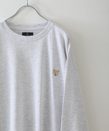 ZIP FIVE | アニマルワンポイントオーバーサイズ刺繍長袖ロンTシャツ/ネコ・猫 /柴イヌ・柴犬(Tシャツ/カットソー)