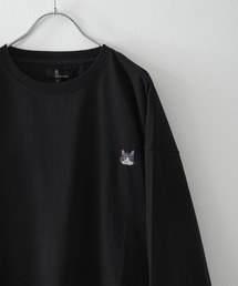 ZIP FIVE | アニマルワンポイントオーバーサイズ刺繍長袖ロンTシャツ/ネコ・猫 /柴イヌ・柴犬(Tシャツ/カットソー)
