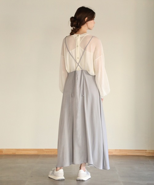 aity（アイティ）の「ツイルストラップキャミワンピース 夏服（ワンピース・レディース・ブラック/ブルー/ライトグレー/ベージュ/アイボリー・M）」の7枚目の写真