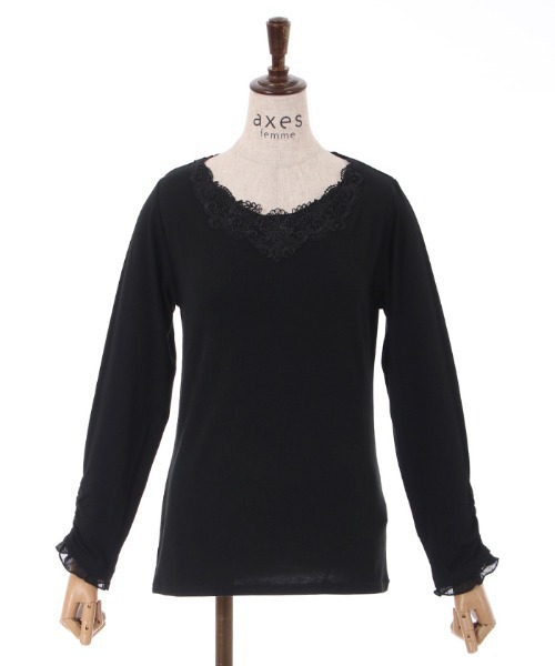 axes femme（アクシーズファム）の「モチーフレースインナー（インナーウェア/肌着・レディース・ブラック/ピンク/キナリ・FREE）」の3枚目の写真