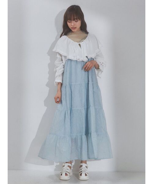 merry jenny(メリージェニー)の「ラッフルショートガーゼブラウス(シャツ/ブラウス・レディース・ブラック/オフホワイト・FREE)」の9枚目の写真