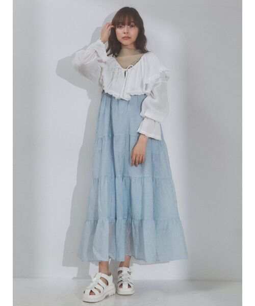 merry jenny(メリージェニー)の「ラッフルショートガーゼブラウス(シャツ/ブラウス・レディース・ブラック/オフホワイト・FREE)」の11枚目の写真