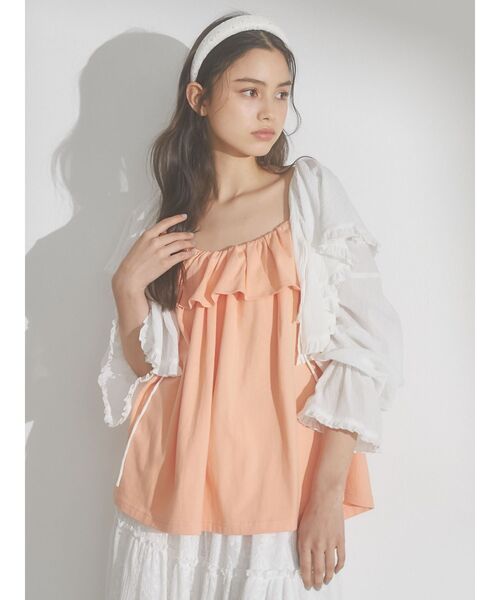 merry jenny(メリージェニー)の「ラッフルショートガーゼブラウス(シャツ/ブラウス・レディース・ブラック/オフホワイト・FREE)」の14枚目の写真
