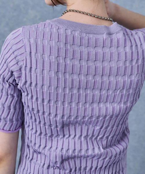 PUBLIC TOKYO(パブリックトウキョウ)の「ポップコーンリブプルオーバーニット(Tシャツ/カットソー・レディース・ホワイト/ブラック/パープル・FREE)」の9枚目の写真