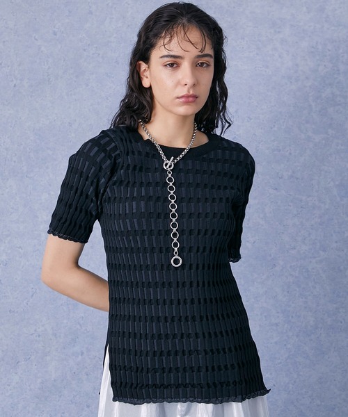 PUBLIC TOKYO(パブリックトウキョウ)の「ポップコーンリブプルオーバーニット(Tシャツ/カットソー・レディース・ホワイト/ブラック/パープル・FREE)」の15枚目の写真