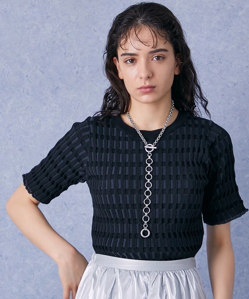 PUBLIC TOKYO(パブリックトウキョウ)の「ポップコーンリブプルオーバーニット(Tシャツ/カットソー・レディース・ホワイト/ブラック/パープル・FREE)」の14枚目の写真