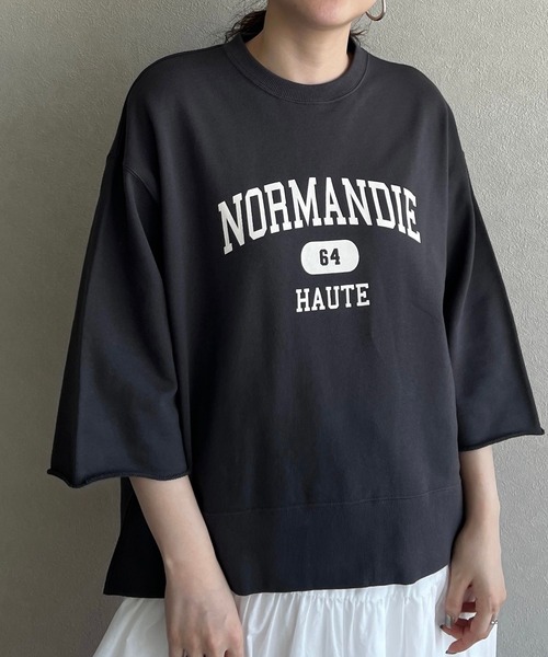 LOWRYS FARM(ローリーズファーム)の「カレッジウラケ6S 191372(Tシャツ/カットソー・レディース・グレー/チャコールグレー/アイボリー・FREE)」の5枚目の写真