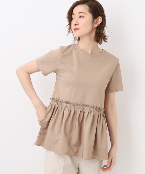 grove（グローブ）の「◆布帛切り替えフェミニンTシャツ（Tシャツ/カットソー・レディース・ブラック/ベージュ/アイボリー・03/02/05/01/04）」の3枚目の写真