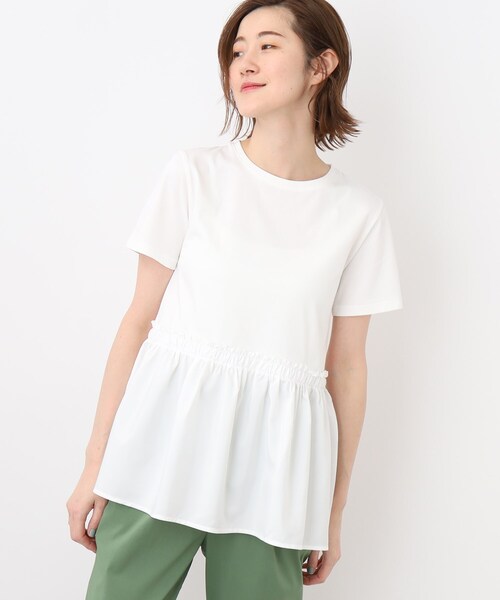 grove（グローブ）の「◆布帛切り替えフェミニンTシャツ（Tシャツ/カットソー・レディース・ブラック/ベージュ/アイボリー・03/02/05/01/04）」の2枚目の写真