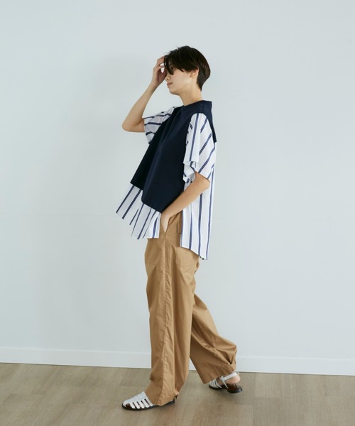 YVON(イヴォン)の「ドッキングストライププルオーバー(Tシャツ/カットソー・レディース・ネイビー/オフホワイト・9号)」の6枚目の写真