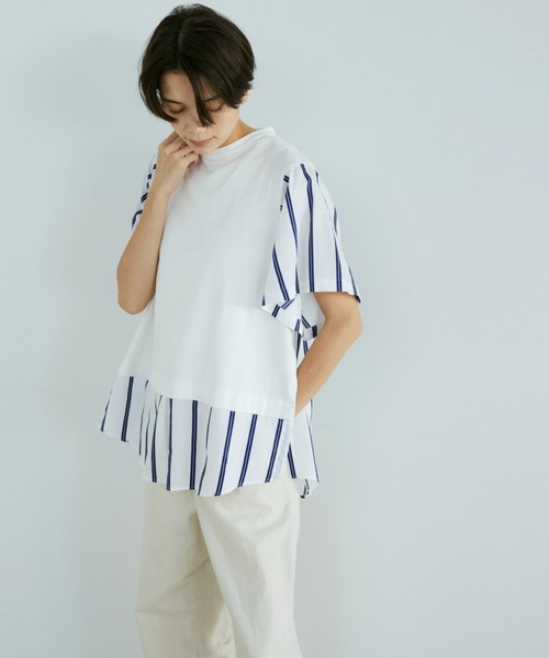 YVON(イヴォン)の「ドッキングストライププルオーバー(Tシャツ/カットソー・レディース・ネイビー/オフホワイト・9号)」の11枚目の写真