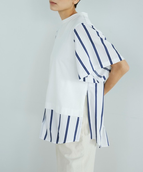 YVON(イヴォン)の「ドッキングストライププルオーバー(Tシャツ/カットソー・レディース・ネイビー/オフホワイト・9号)」の13枚目の写真