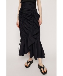 SLY | DRAWSTRING GATHER SK ドローストリング ギャザー スカート デザインスカート ドロスト アシンメトリー ゴム ロングスカート(スカート)