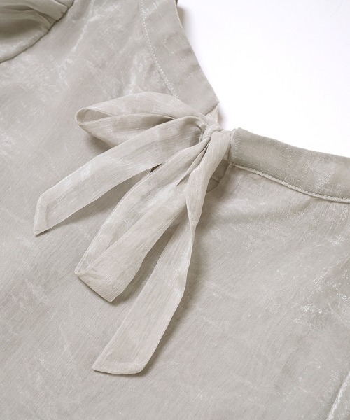 flower（フラワー）の「グロスリボンハーフブラウス（シャツ/ブラウス・レディース・グレー/アイボリー・FREE）」の9枚目の写真