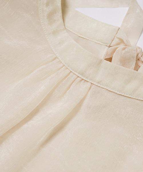 flower（フラワー）の「グロスリボンハーフブラウス（シャツ/ブラウス・レディース・グレー/アイボリー・FREE）」の4枚目の写真