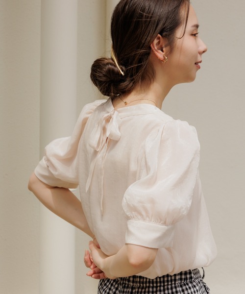 flower（フラワー）の「グロスリボンハーフブラウス（シャツ/ブラウス・レディース・グレー/アイボリー・FREE）」の17枚目の写真