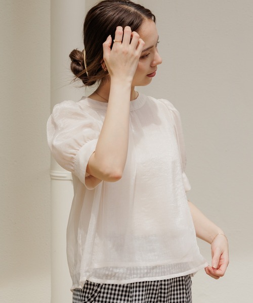 flower（フラワー）の「グロスリボンハーフブラウス（シャツ/ブラウス・レディース・グレー/アイボリー・FREE）」の22枚目の写真