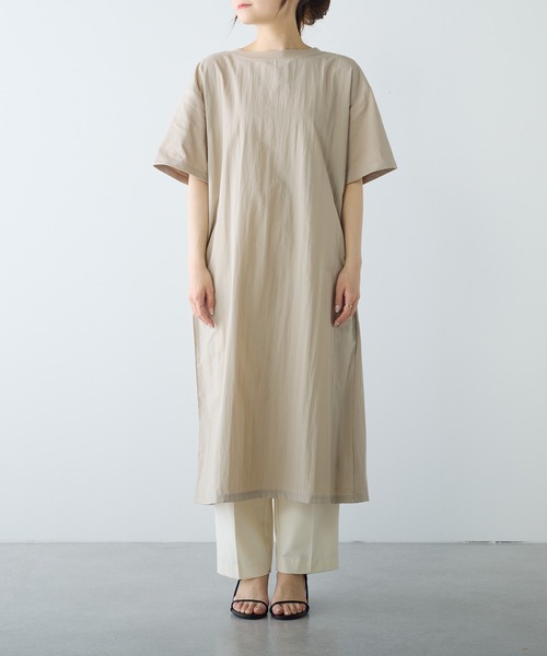 PUAL CE CIN（ピュアルセシン）の「【Du noir】前後異素材ハーフスリーブワンピース（ワンピース・レディース・ベージュ/ブラック・FREE）」の14枚目の写真