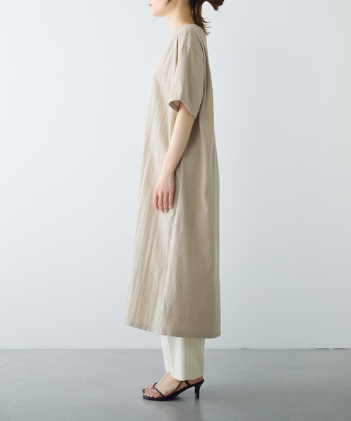 PUAL CE CIN（ピュアルセシン）の「【Du noir】前後異素材ハーフスリーブワンピース（ワンピース・レディース・ベージュ/ブラック・FREE）」の12枚目の写真