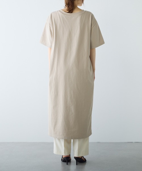 PUAL CE CIN（ピュアルセシン）の「【Du noir】前後異素材ハーフスリーブワンピース（ワンピース・レディース・ベージュ/ブラック・FREE）」の6枚目の写真