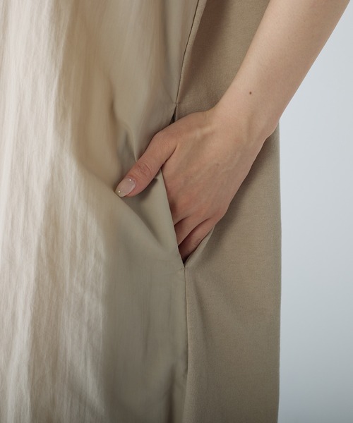 PUAL CE CIN（ピュアルセシン）の「【Du noir】前後異素材ハーフスリーブワンピース（ワンピース・レディース・ベージュ/ブラック・FREE）」の8枚目の写真