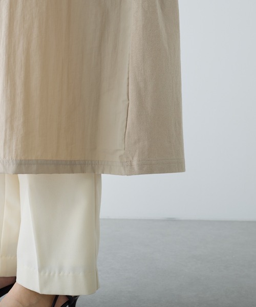 PUAL CE CIN（ピュアルセシン）の「【Du noir】前後異素材ハーフスリーブワンピース（ワンピース・レディース・ベージュ/ブラック・FREE）」の4枚目の写真