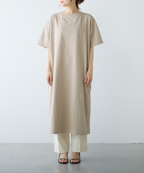 PUAL CE CIN（ピュアルセシン）の「【Du noir】前後異素材ハーフスリーブワンピース（ワンピース・レディース・ベージュ/ブラック・FREE）」の17枚目の写真