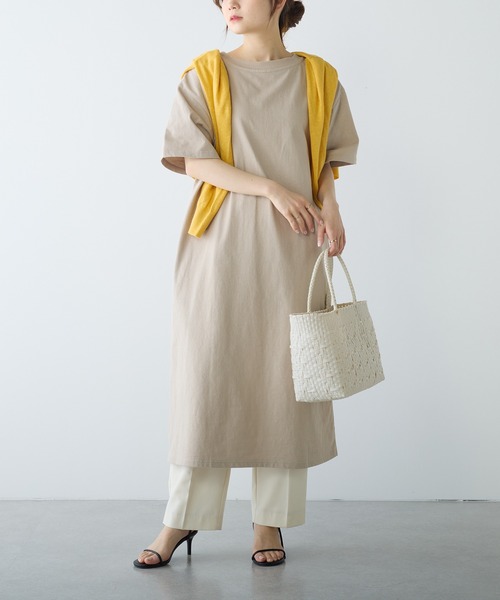 PUAL CE CIN（ピュアルセシン）の「【Du noir】前後異素材ハーフスリーブワンピース（ワンピース・レディース・ベージュ/ブラック・FREE）」の13枚目の写真