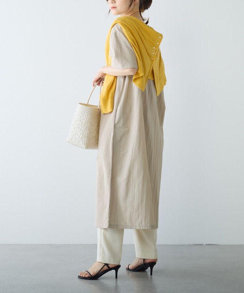 PUAL CE CIN（ピュアルセシン）の「【Du noir】前後異素材ハーフスリーブワンピース（ワンピース・レディース・ベージュ/ブラック・FREE）」の11枚目の写真