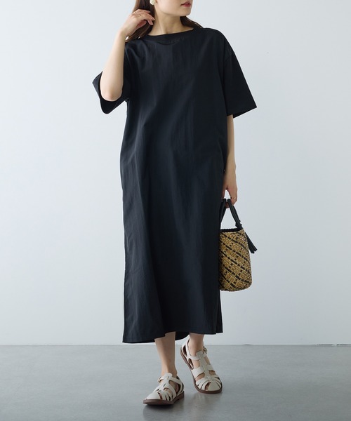 PUAL CE CIN（ピュアルセシン）の「【Du noir】前後異素材ハーフスリーブワンピース（ワンピース・レディース・ベージュ/ブラック・FREE）」の18枚目の写真