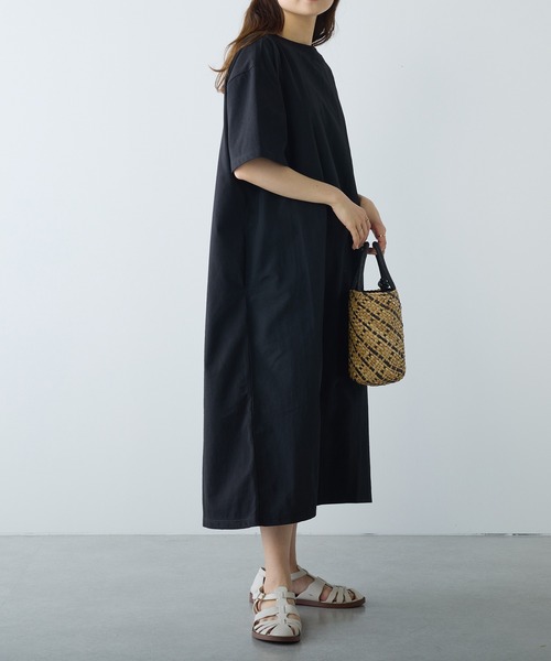 PUAL CE CIN（ピュアルセシン）の「【Du noir】前後異素材ハーフスリーブワンピース（ワンピース・レディース・ベージュ/ブラック・FREE）」の7枚目の写真
